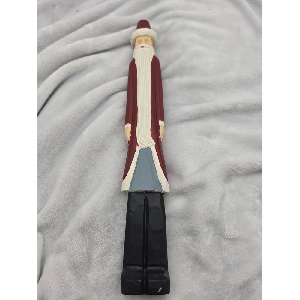 1994 Vtg 16" Wood Pencil Santa Hand Painted And Aged Cute Christmas Decor